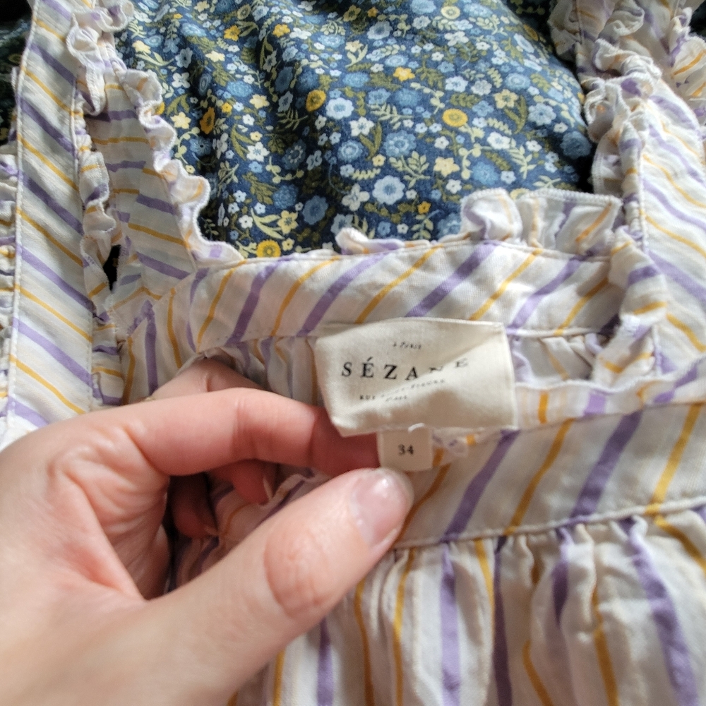 Sézane Striped Ruffle Sleeveless Top - Picture 2 of 2